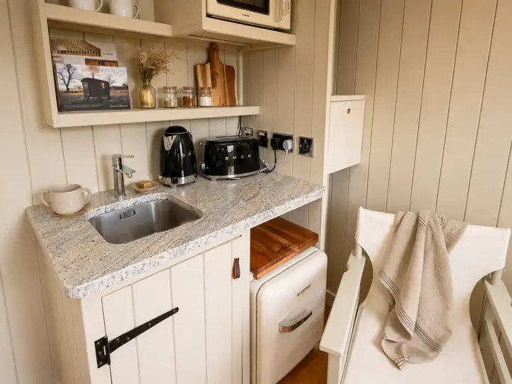 Shepherd hut accommodation within the grounds of The Old Rectory